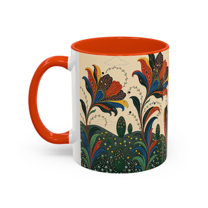 🌺🦋 The Enchanted Floral Voyage Colorful Mug – Art Deco Botanical Whimsy