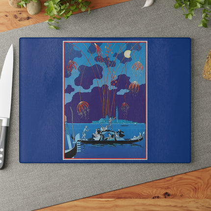 Fireworks in Venice by George Barbier Glass Cutting Board