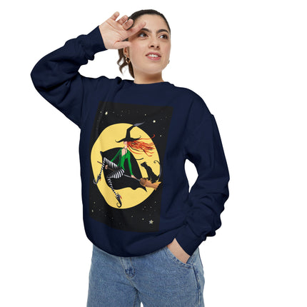 A Witch’s Moonlit Flight Unisex Garment-Dyed Sweatshirt