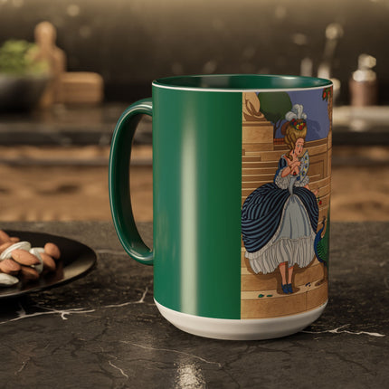 The Peacock's Admiration Colorful Mug (11oz, 15oz) – Rococo Elegance, Peacock Beauty & Garden Charm