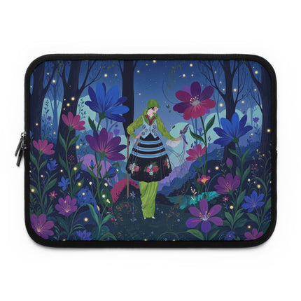 🌙🌸 The Lady Of The Firefly Garden Laptop Sleeve – Art Deco Floral Fantasy