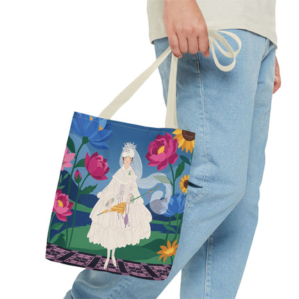 🌸👑 The Lady Of The Enchanted Flower Crown Tote Bag – Art Deco Garden Fantasy