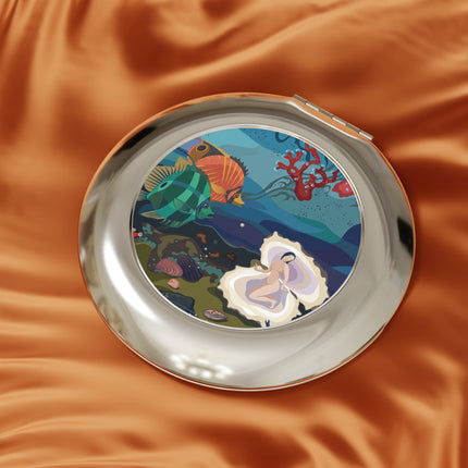 Ocean Pearl Siren Compact Mirror – Mystical Mermaid & Marine Enchantment