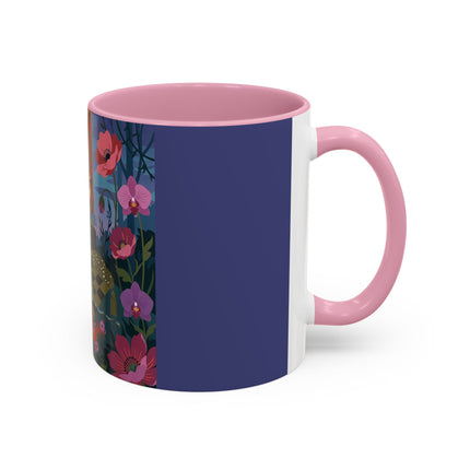 The Lady And The Midnight Birdcage Colorful Mugs – Art Deco Botanical Elegance