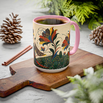 🌺🦋 The Enchanted Floral Voyage Colorful Mug – Art Deco Botanical Whimsy