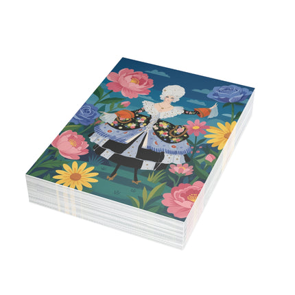 🌹🌼 The Lady Of The Enchanted Flower Garden Greeting Card – Art Deco Floral Elegance