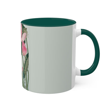 Blooming Lotus Flowers by Ohara Koson Colorful Mugs, 11oz