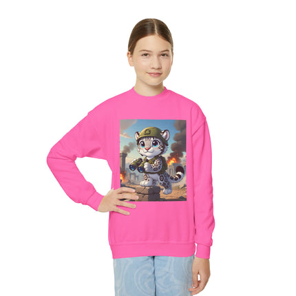Snow Leopard Lookout Youth Crewneck Sweatshirt – Courage, Curiosity & High-Altitude Adventure