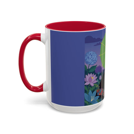 The Lady Of The Moonlit Needlework Colorful Mugs – Art Deco Crafting Elegance