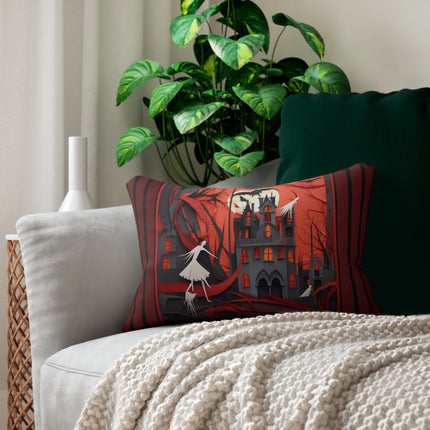 Halloween Night Scene Spun Polyester Lumbar Pillow