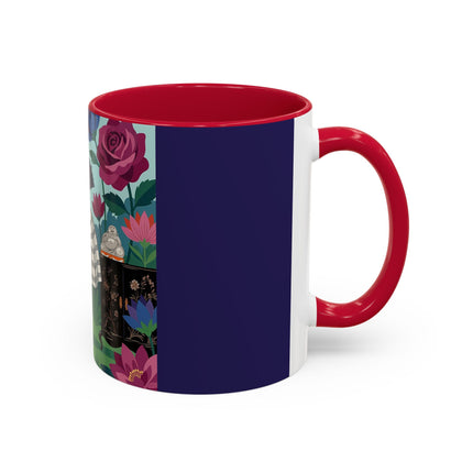 The Lady Of The Lotus Garden Colorful Mugs – Art Deco Botanical Elegance