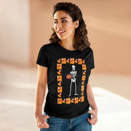 Candy Corn Skeleton Women's Midweight Cotton Tee