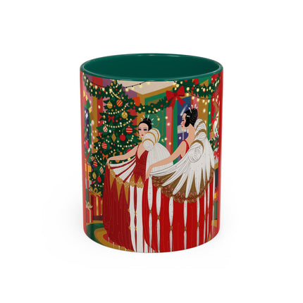 🎄💃 The Christmas Mirror Duet Colorful Mug – Art Deco Holiday Elegance