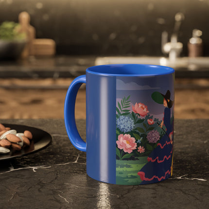 The Lady Of The Garden Stroll Colorful Mugs – Art Deco Botanical Elegance