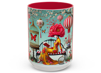Reading in a Painted Garden Colorful Mugs (11oz, 15oz)
