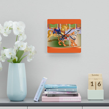 Carousel Splendor Acrylic Wall Clock, Round and Square