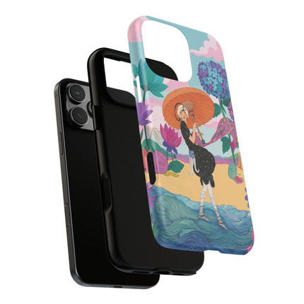 🌊☂️ The Lady Of The Flowered Seashore Phone Case – Art Deco Seaside Fashion