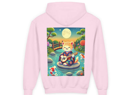 Melodic Kitten by the Koi Pond Youth Heavy Blend Hooded Sweatshirt