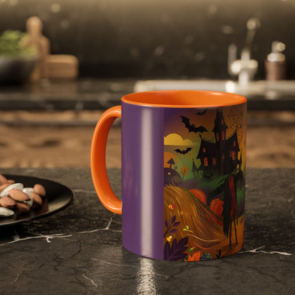 🌙🎃 The Scarecrow Of Haunted Hollow Colorful Mug – Whimsical Halloween Mystery