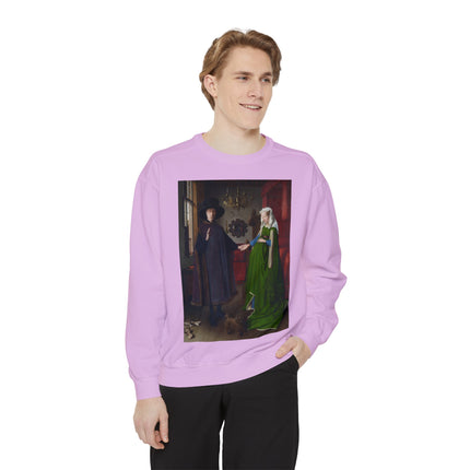 Arnolfini Portrait by Jan Van Eyck Unisex Garment-Dyed Sweatshirt