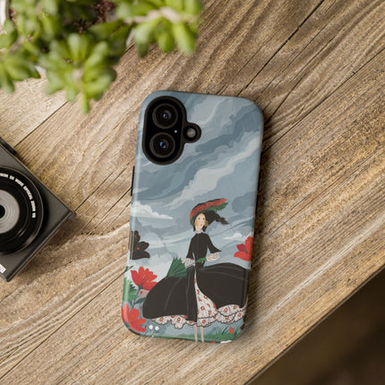 🌧️🌺 The Stormy Flower Walk Phone Case – Art Deco Floral Fashion