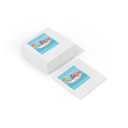 A Rooster's Seafaring Adventure White Coined Napkins