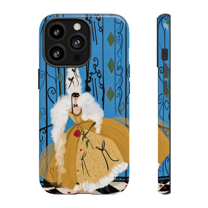 🎭🌹 The Lady At The Masquerade Gates Phone Case – Art Deco Fashion Illustration