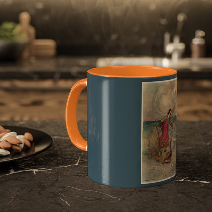 Rita Rides on the Dolphin by Warwick Goble Colorful Mugs, 11oz