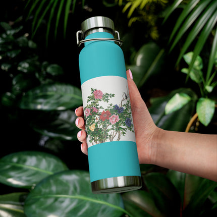 Peonies and Birds by Okamoto Shuki Copper Vacuum Insulated Bottle, 22oz
