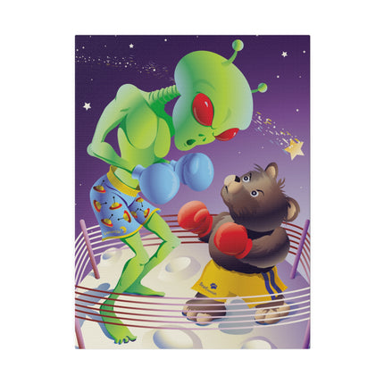 Cosmic Clash – Playful Alien and Bear Boxing Match