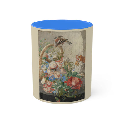 A Basket with Flowers by Herman Henstenburgh Colorful Mugs, 11oz