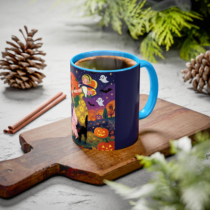 🎃🐈‍⬛ The Pumpkin Moon Embrace Colorful Mug – Whimsical Halloween Charm
