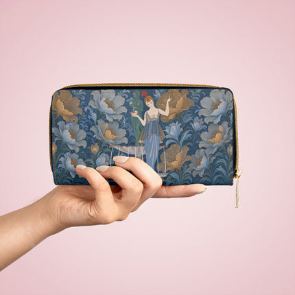 🌸🦚 The Enchanted Peacock Fountain Wallet – Art Deco Floral Elegance