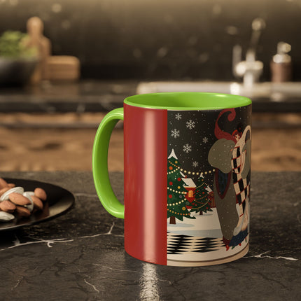 ❄️✨ The Winter Couture Promenade Colorful Mug – Art Deco Holiday Elegance