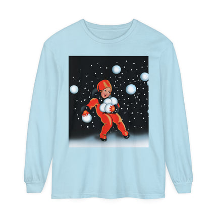 Festive Snowball Unisex Garment-dyed Long Sleeve T-Shirt