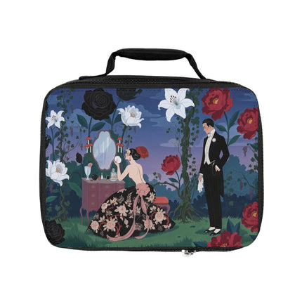 🌹🪞 The Lady Of The Midnight Garden Dressing Table Lunch Bag – Art Deco Floral Romance