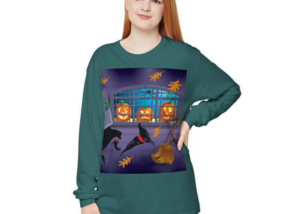 Whimsical Halloween Mischief Unisex Garment-dyed Long Sleeve T-Shirt
