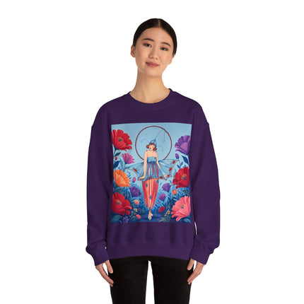 🎪🌺 The Flower Garden Harlequin Crewneck Sweatshirt – Art Deco Fashion Whimsy