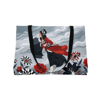 🌧️🌺 The Stormy Flower Walk Weekender Tote Bag – Art Deco Floral Fashion