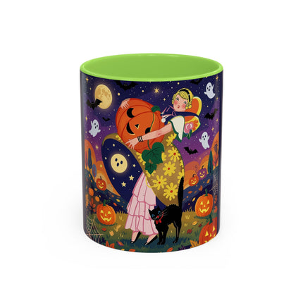 🎃🐈‍⬛ The Pumpkin Moon Embrace Colorful Mug – Whimsical Halloween Charm