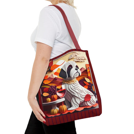 Shih Tzu at an Autumn Wine Tasting Tote Bag (AOP)