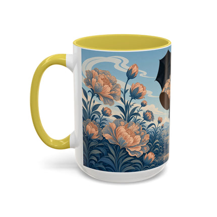 ☔🌸 The Grand Floral Journey Colorful Mug – Art Deco Travel Elegance