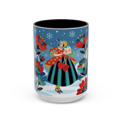 ❤️❄️ The Winter Heart Messenger Colorful Mug – Art Deco Snow Garden Fantasy