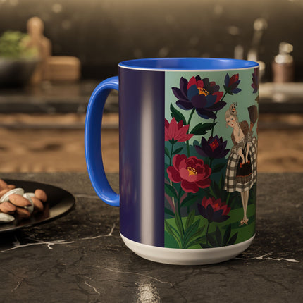 The Lady Of The Lotus Garden Colorful Mugs – Art Deco Botanical Elegance