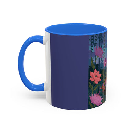 The Lady And The Midnight Birdcage Colorful Mugs – Art Deco Botanical Elegance