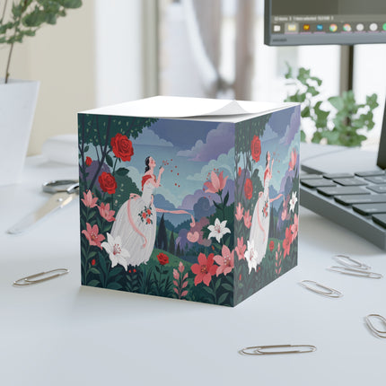 🌹💌 The Garden Of Blown Kisses Note Cube – Art Deco Floral Romance