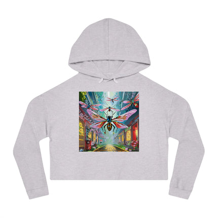 Neon Swarm Cropped Hooded Sweatshirt