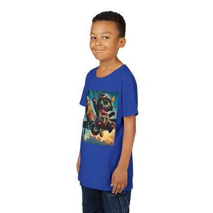 Parachuting Cat Commando Youth Short Sleeve Tee