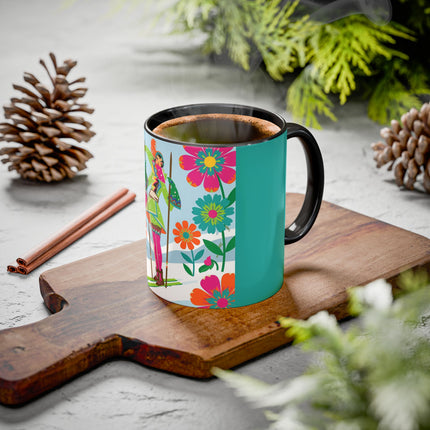 🎿🌸 The Winter Flower Adventurer Colorful Mug – Colorful Ski Fantasy