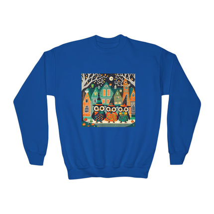 Night of the Trick-or-Treating Owlets Youth Crewneck Sweatshirt